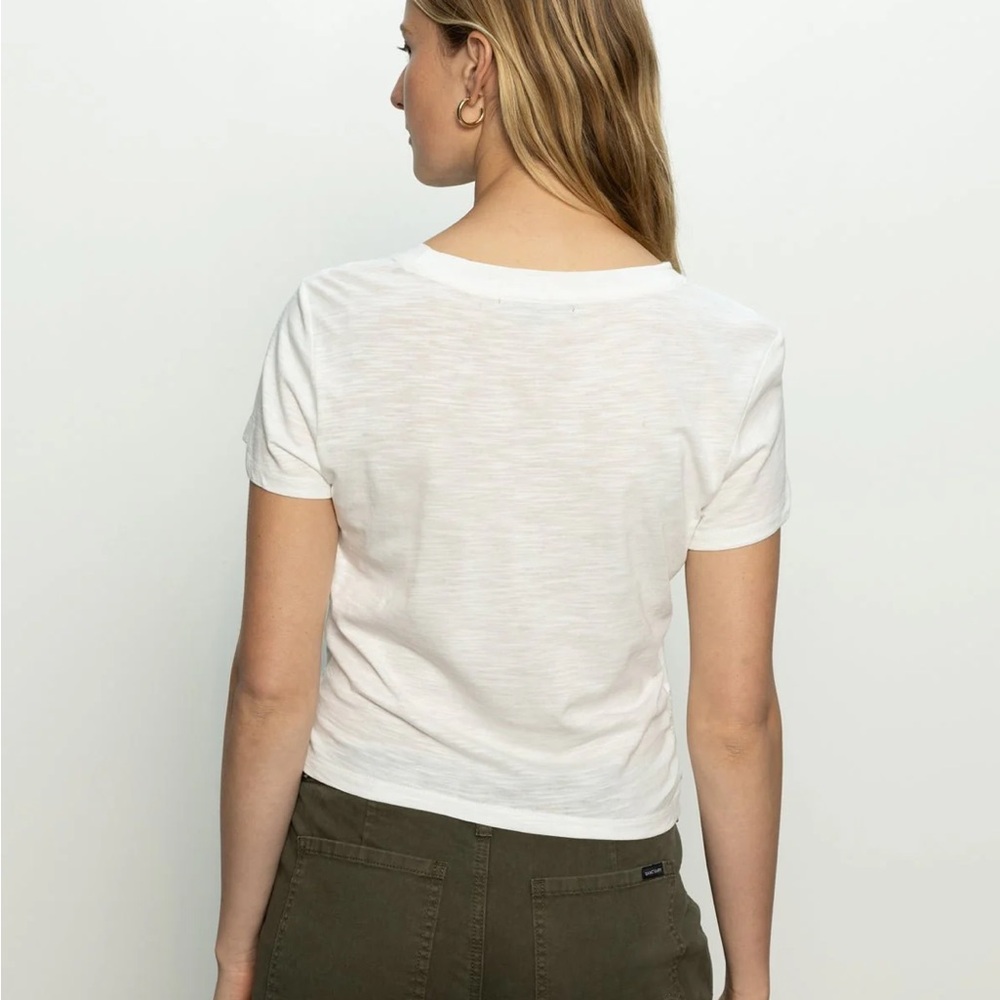SANCTUARY HIGHSTREET CROP TEE WHITE SZ SMALL Short Sleeve Wrapped Front - Picture 3 of 13